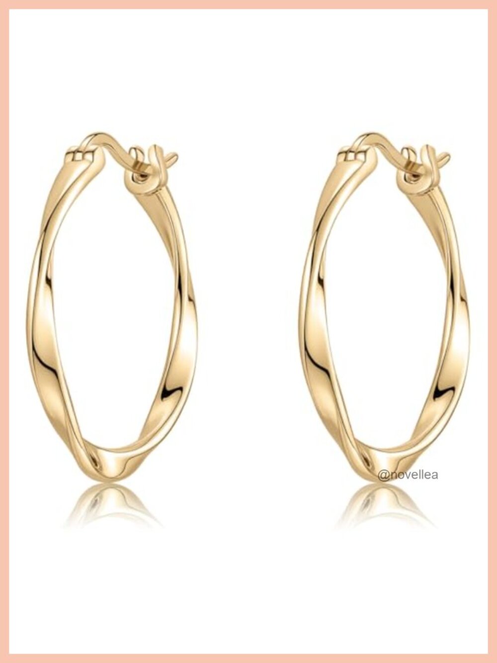 Twist Hoop Earrings 14K Yellow Gold Plated Medium 18K Gold Plating Lever Back 1"